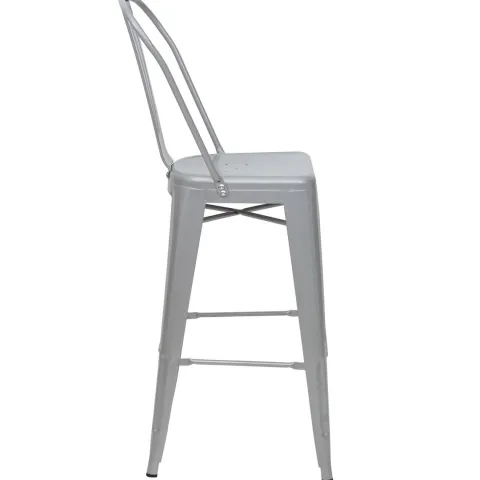 PROREGAL 2er-Set Barhocker mit Lehne Sitzhöhe 77cm Metall Industriedesign Grau Barstuhl Tresenhocker mit Lehne