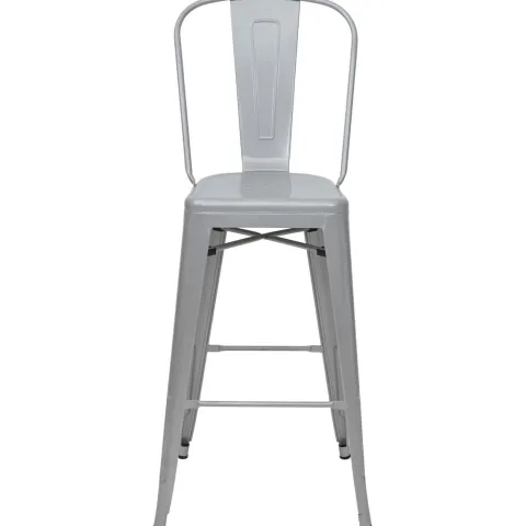 PROREGAL 2er-Set Barhocker mit Lehne Sitzhöhe 77cm Metall Industriedesign Grau Barstuhl Tresenhocker mit Lehne