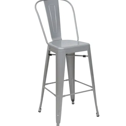PROREGAL 2er-Set Barhocker mit Lehne Sitzhöhe 77cm Metall Industriedesign Grau Barstuhl Tresenhocker mit Lehne