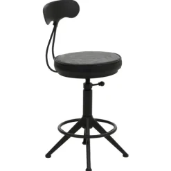 PROREGAL 2er-Set Barhocker mit Lehne Sitzhöhe 51-73cm Kunstleder Metall Schwarz Barstuhl Drehhocker Industrial höhenverstellbar