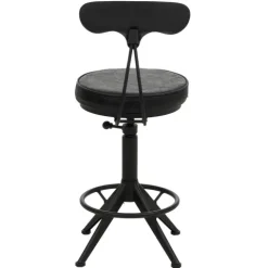 PROREGAL 2er-Set Barhocker mit Lehne Sitzhöhe 51-73cm Kunstleder Metall Schwarz Barstuhl Drehhocker Industrial höhenverstellbar