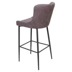 PROREGAL 2er-Set Barhocker mit Lehne Sitzhöhe 75cm Vintage Metall Fußablage Stoff/Textil Dunkelgrau Barstuhl Tresenhocker