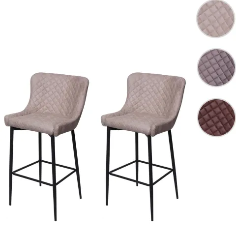 PROREGAL 2er-Set Barhocker mit Lehne Sitzhöhe 75cm Vintage Metall Fußablage Stoff/Textil Dunkelgrau Barstuhl Tresenhocker