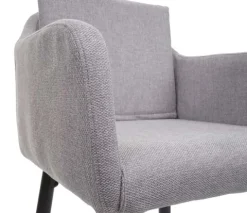 PROREGAL 2er-Set Barhocker mit Lehne Sitzhöhe 74cm Fußablage Metall Stoff/Textil Hellgrau Barstuhl Tresenhocker