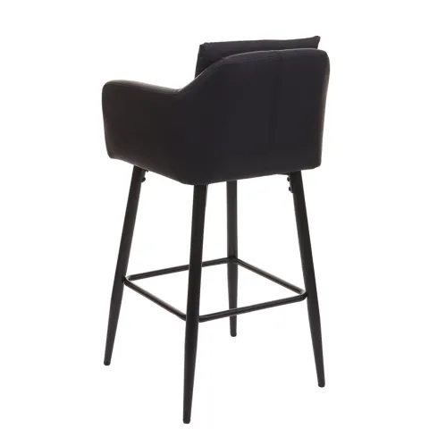 PROREGAL 2er-Set Barhocker mit Lehne Sitzhöhe 74cm Fußablage Metall Kunstleder Schwarz Barstuhl Tresenhocker