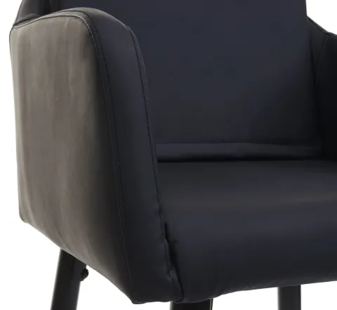 PROREGAL 2er-Set Barhocker mit Lehne Sitzhöhe 74cm Fußablage Metall Kunstleder Schwarz Barstuhl Tresenhocker