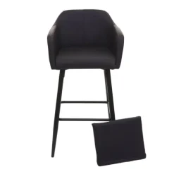 PROREGAL 2er-Set Barhocker mit Lehne Sitzhöhe 74cm Fußablage Metall Kunstleder Schwarz Barstuhl Tresenhocker