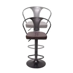 PROREGAL 2er-Set Barhocker mit Lehne, Sitzhöhe 63-83cm, Armlehne, Tresenhocker Barstuhl Industrial drehbar, vintage Schwarz-braun| höhenverstellbar