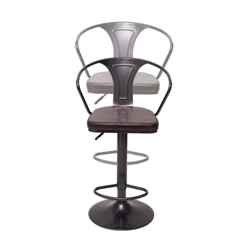 PROREGAL 2er-Set Barhocker mit Lehne, Sitzhöhe 63-83cm, Armlehne, Tresenhocker Barstuhl Industrial drehbar, vintage Schwarz-braun| höhenverstellbar