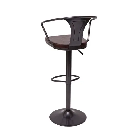 PROREGAL 2er-Set Barhocker mit Lehne, Sitzhöhe 63-83cm, Armlehne, Tresenhocker Barstuhl Industrial drehbar, vintage Schwarz-braun| höhenverstellbar