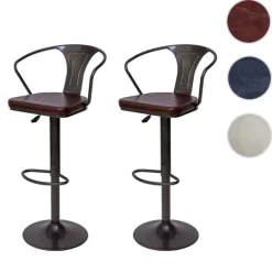 PROREGAL 2er-Set Barhocker mit Lehne, Sitzhöhe 63-83cm, Armlehne, Tresenhocker Barstuhl Industrial drehbar, vintage Schwarz-braun| höhenverstellbar