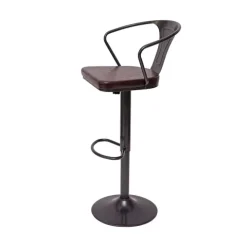 PROREGAL 2er-Set Barhocker mit Lehne, Sitzhöhe 63-83cm, Armlehne, Tresenhocker Barstuhl Industrial drehbar, vintage Schwarz-braun| höhenverstellbar