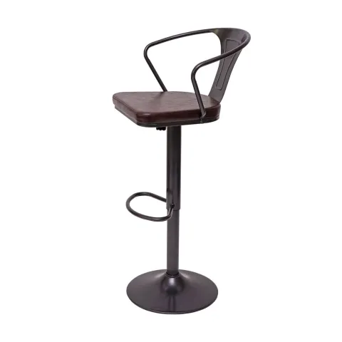 PROREGAL 2er-Set Barhocker mit Lehne, Sitzhöhe 63-83cm, Armlehne, Tresenhocker Barstuhl Industrial drehbar, vintage Schwarz-braun| höhenverstellbar