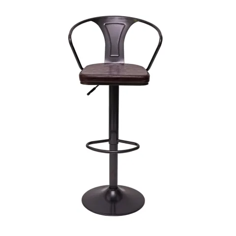 PROREGAL 2er-Set Barhocker mit Lehne, Sitzhöhe 63-83cm, Armlehne, Tresenhocker Barstuhl Industrial drehbar, vintage Schwarz-braun| höhenverstellbar