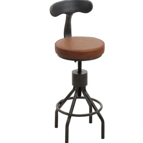 PROREGAL 2er-Set Barhocker mit Lehne Sitzhöhe 58-82cm höhenverstellbar drehbar Fußablage Industrial Stahl Kunstleder Braun Barstuhl