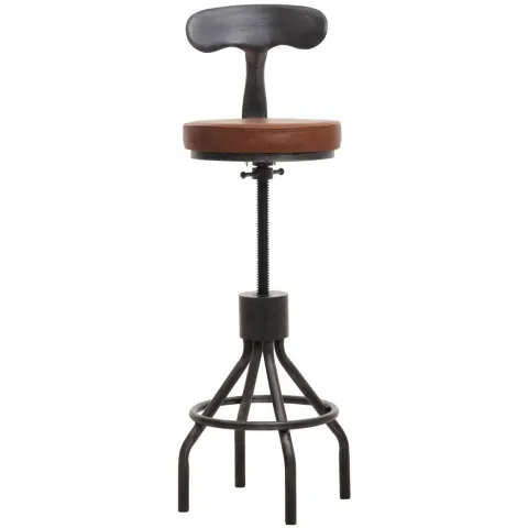 PROREGAL 2er-Set Barhocker mit Lehne Sitzhöhe 58-82cm höhenverstellbar drehbar Fußablage Industrial Stahl Kunstleder Braun Barstuhl