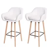 PROREGAL 2er-Set Barhocker Oslo mit Lehne Sitzhöhe 79cm Kunstleder Weiß Barstuhl Tresenhocker