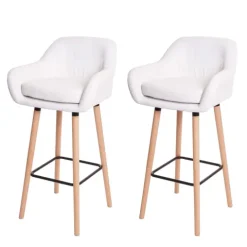 PROREGAL 2er-Set Barhocker Oslo mit Lehne Sitzhöhe 79cm Kunstleder Weiß Barstuhl Tresenhocker