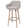 PROREGAL 2er-Set Barhocker Oslo mit Lehne Sitzhöhe 79cm Textil Creme Grau Barstuhl Tresenhocker