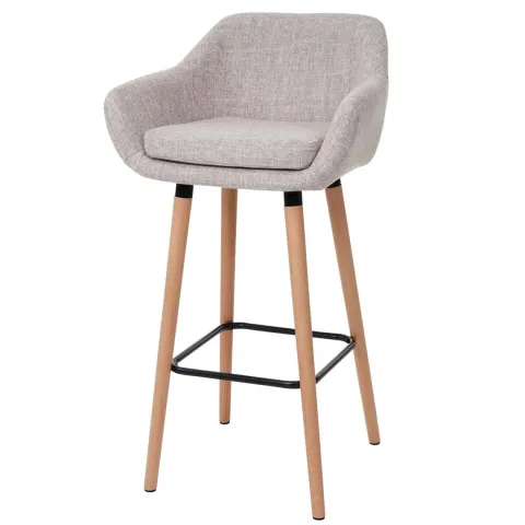 PROREGAL 2er-Set Barhocker Oslo mit Lehne Sitzhöhe 79cm Textil Creme Grau Barstuhl Tresenhocker