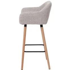 PROREGAL 2er-Set Barhocker Oslo mit Lehne Sitzhöhe 79cm Textil Creme Grau Barstuhl Tresenhocker