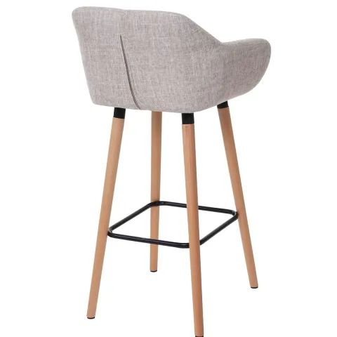 PROREGAL 2er-Set Barhocker Oslo mit Lehne Sitzhöhe 79cm Textil Creme Grau Barstuhl Tresenhocker
