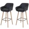 PROREGAL 2er-Set Barhocker Oslo mit Lehne Sitzhöhe 79cm Kunstleder Schwarz Barstuhl Tresenhocker