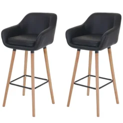 PROREGAL 2er-Set Barhocker Oslo mit Lehne Sitzhöhe 79cm Kunstleder Schwarz Barstuhl Tresenhocker