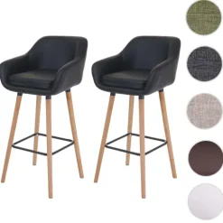 PROREGAL 2er-Set Barhocker Oslo mit Lehne Sitzhöhe 79cm Kunstleder Schwarz Barstuhl Tresenhocker