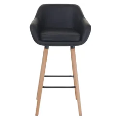 PROREGAL 2er-Set Barhocker Oslo mit Lehne Sitzhöhe 79cm Kunstleder Schwarz Barstuhl Tresenhocker