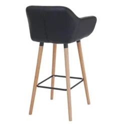PROREGAL 2er-Set Barhocker Oslo mit Lehne Sitzhöhe 79cm Kunstleder Schwarz Barstuhl Tresenhocker