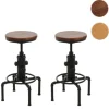 PROREGAL 2er-Set Barhocker Sitzhöhe 61-85cm Braun Barstuhl Tresenhocker höhenverstellbar drehbar Fußablage Industrial Eisen Massiv-Holz