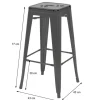 PROREGAL 2er-Set Barhocker Sitzhöhe 77cm Metall Industriedesign stapelbar Grau Barstuhl Tresenhocker