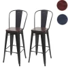 PROREGAL 2er-Set Barhocker Sitzhöhe 77cm Metall Kunstleder Chesterfield Industrial Gastronomie Schwarz-braun Barstuhl Küchenhocker
