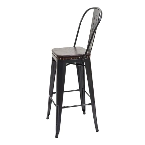 PROREGAL 2er-Set Barhocker Sitzhöhe 77cm Metall Kunstleder Chesterfield Industrial Gastronomie Schwarz-braun Barstuhl Küchenhocker