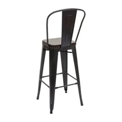 PROREGAL 2er-Set Barhocker Sitzhöhe 77cm Metall Kunstleder Chesterfield Industrial Gastronomie Schwarz-braun Barstuhl Küchenhocker