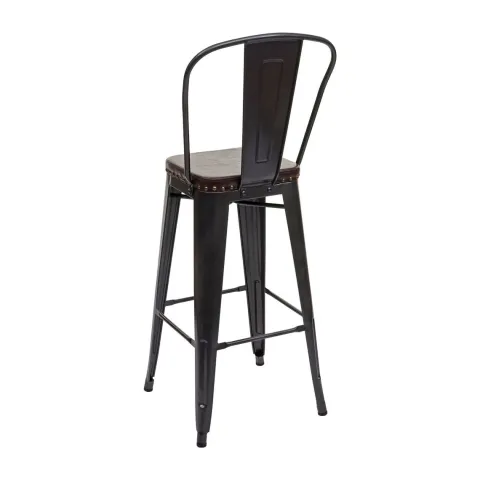 PROREGAL 2er-Set Barhocker Sitzhöhe 77cm Metall Kunstleder Chesterfield Industrial Gastronomie Schwarz-braun Barstuhl Küchenhocker
