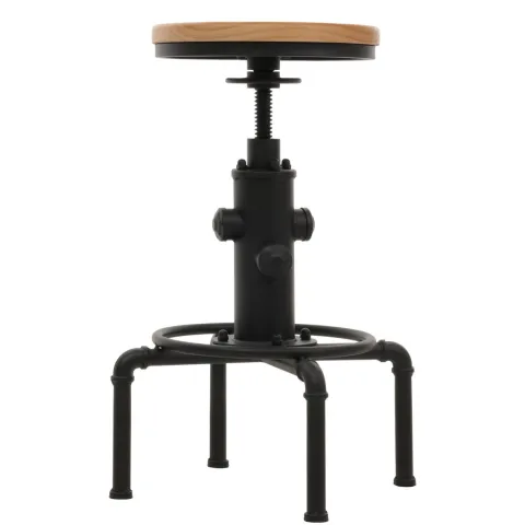 PROREGAL 2er-Set Barhocker Sitzhöhe 61-85cm Natur Barstuhl Tresenhocker höhenverstellbar drehbar Fußablage Industrial Eisen Massiv-Holz