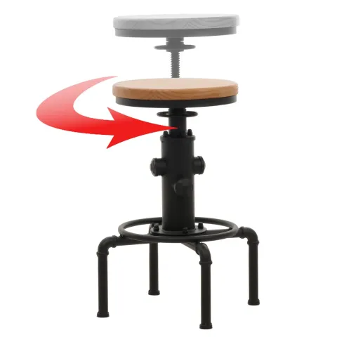 PROREGAL 2er-Set Barhocker Sitzhöhe 61-85cm Natur Barstuhl Tresenhocker höhenverstellbar drehbar Fußablage Industrial Eisen Massiv-Holz
