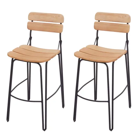 PROREGAL 2er-Set Barhocker Sitzhöhe 72cm Industrial Metall Holz Naturbraun Barstuhl Küchenhocker Bistrostuhl Tresenhocker