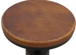 PROREGAL 2er-Set Barhocker Sitzhöhe 59-80cm höhenverstellbar drehbar Fußablage Industrial Metall Massiv-Holz Braun Barstuhl