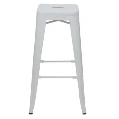 PROREGAL 4er-Set Barhocker Sitzhöhe 77cm Metall Industriedesign stapelbar Weiß Barstuhl Tresenhocker
