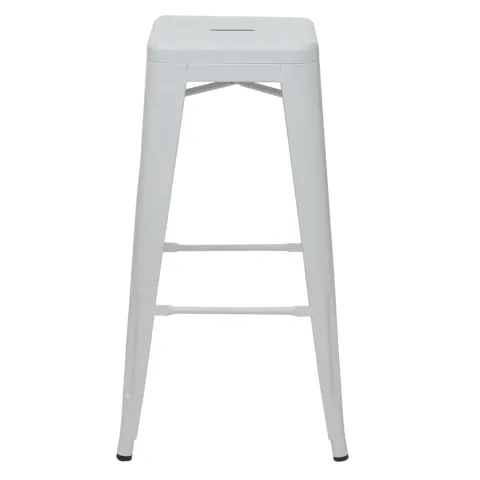 PROREGAL 4er-Set Barhocker Sitzhöhe 77cm Metall Industriedesign stapelbar Weiß Barstuhl Tresenhocker