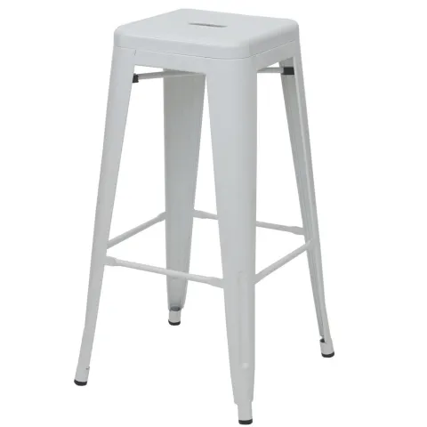 PROREGAL 4er-Set Barhocker Sitzhöhe 77cm Metall Industriedesign stapelbar Weiß Barstuhl Tresenhocker
