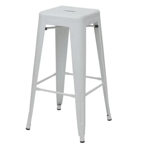 PROREGAL 4er-Set Barhocker Sitzhöhe 77cm Metall Industriedesign stapelbar Weiß Barstuhl Tresenhocker