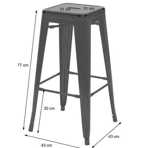 PROREGAL 4er-Set Barhocker Sitzhöhe 77cm Metall Industriedesign stapelbar Weiß Barstuhl Tresenhocker