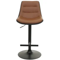 PROREGAL 2er-Set Barhocker Sitzhöhe 65-86cm höhenverstellbar mit Lehne Kunstleder Braun Barstuhl Tresenhocker Drehhocker