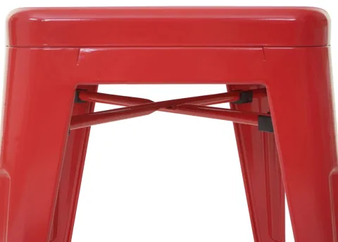 PROREGAL 4er-Set Barhocker Sitzhöhe 77cm Metall Industriedesign stapelbar Rot Barstuhl Tresenhocker