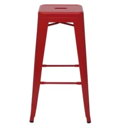 PROREGAL 4er-Set Barhocker Sitzhöhe 77cm Metall Industriedesign stapelbar Rot Barstuhl Tresenhocker