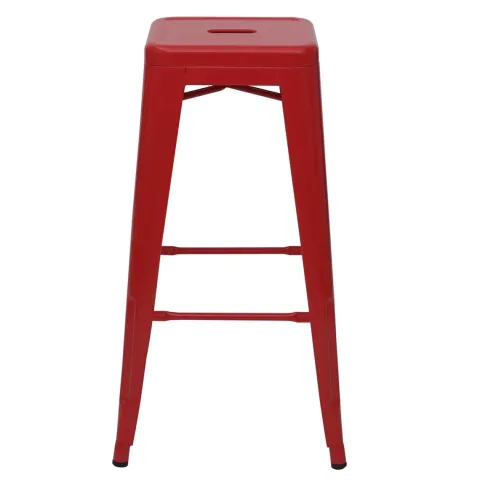 PROREGAL 4er-Set Barhocker Sitzhöhe 77cm Metall Industriedesign stapelbar Rot Barstuhl Tresenhocker